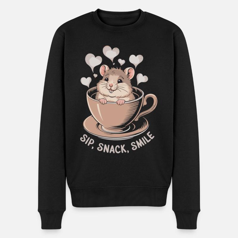 Kaffeepause mit Maus - Männer Premium Bio Pullover - Schwarz