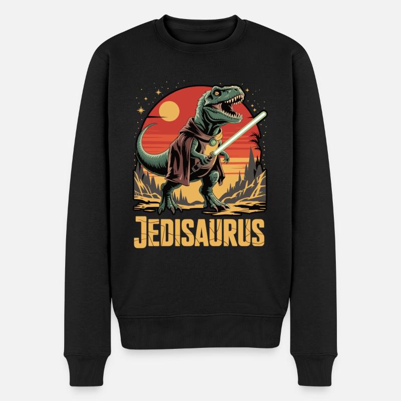 Jedisaurus - Männer Premium Bio Pullover - Schwarz