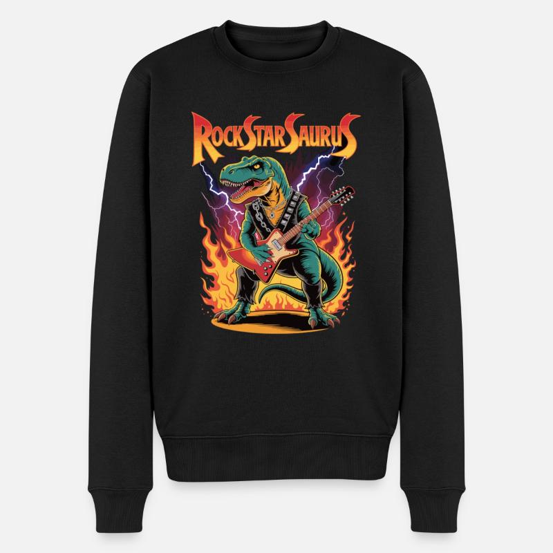 RockStarSaurus - Männer Premium Bio Pullover - Schwarz