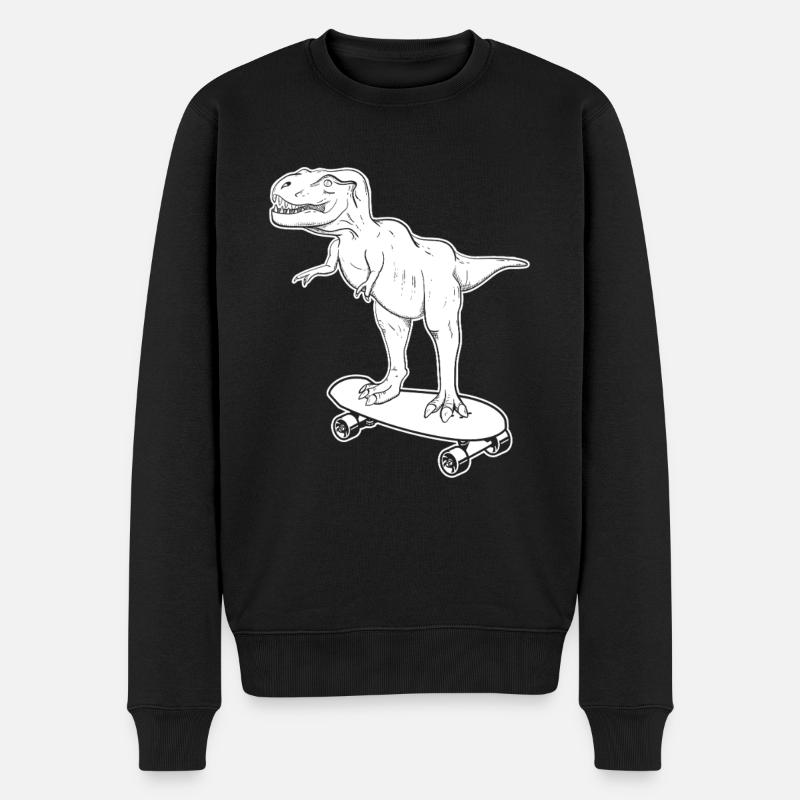 Dinosaure Skateboard T-Rex Dinosaure - Pull Premium bio Homme - noir