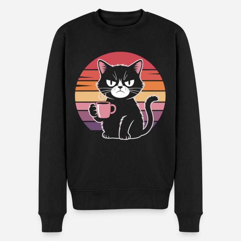 Miese Laune, guter Kaffee - Männer Premium Bio Pullover - Schwarz
