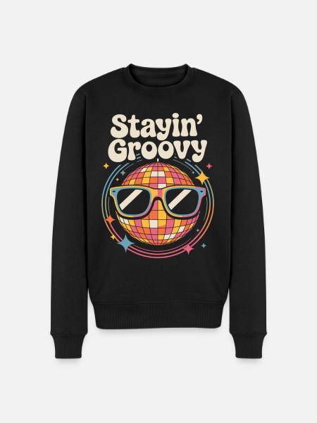 Bunte Diskokugel mit Sonnenbrille - Männer Premium Bio Pullover - Schwarz