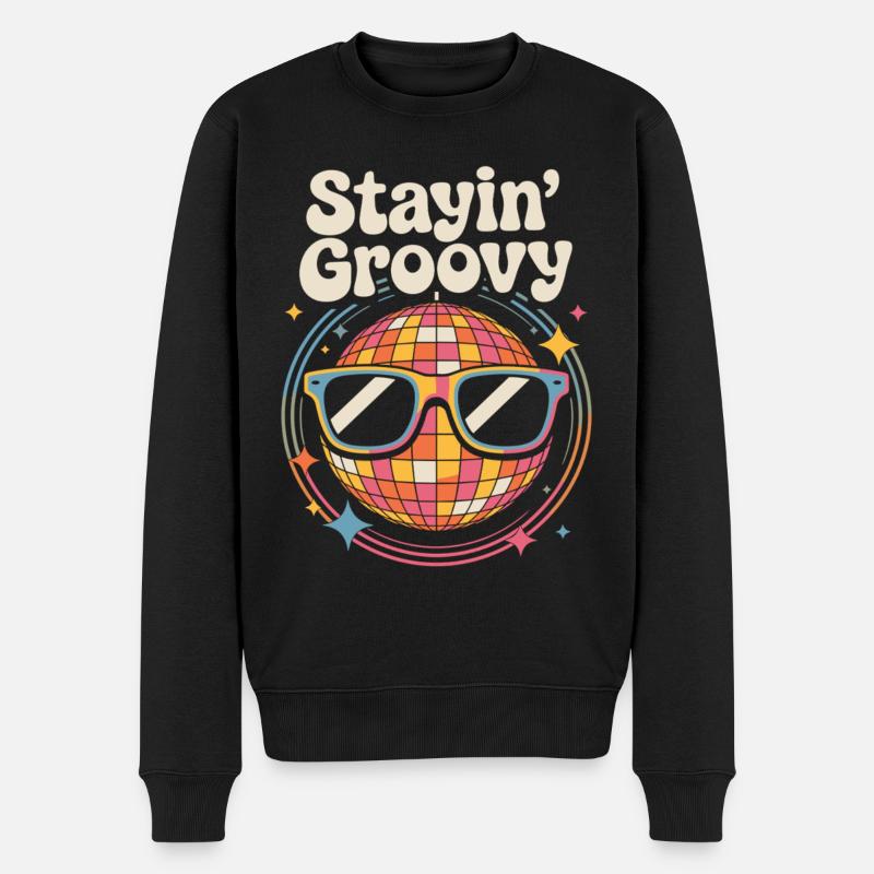 Bunte Diskokugel mit Sonnenbrille - Männer Premium Bio Pullover - Schwarz