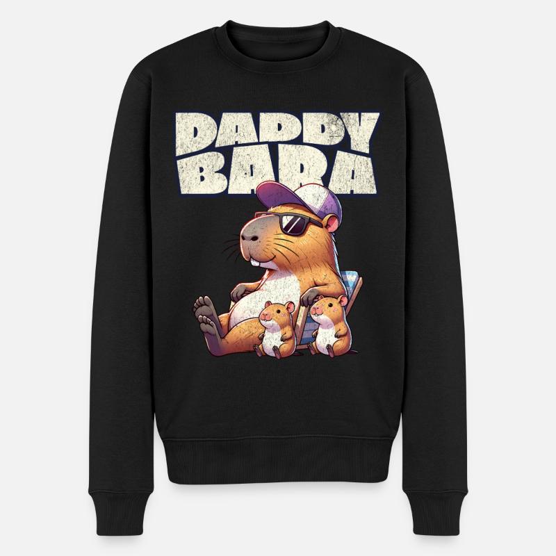 Daddybara Capybara Father Dad - Men's Premium Organic Jumper - black
