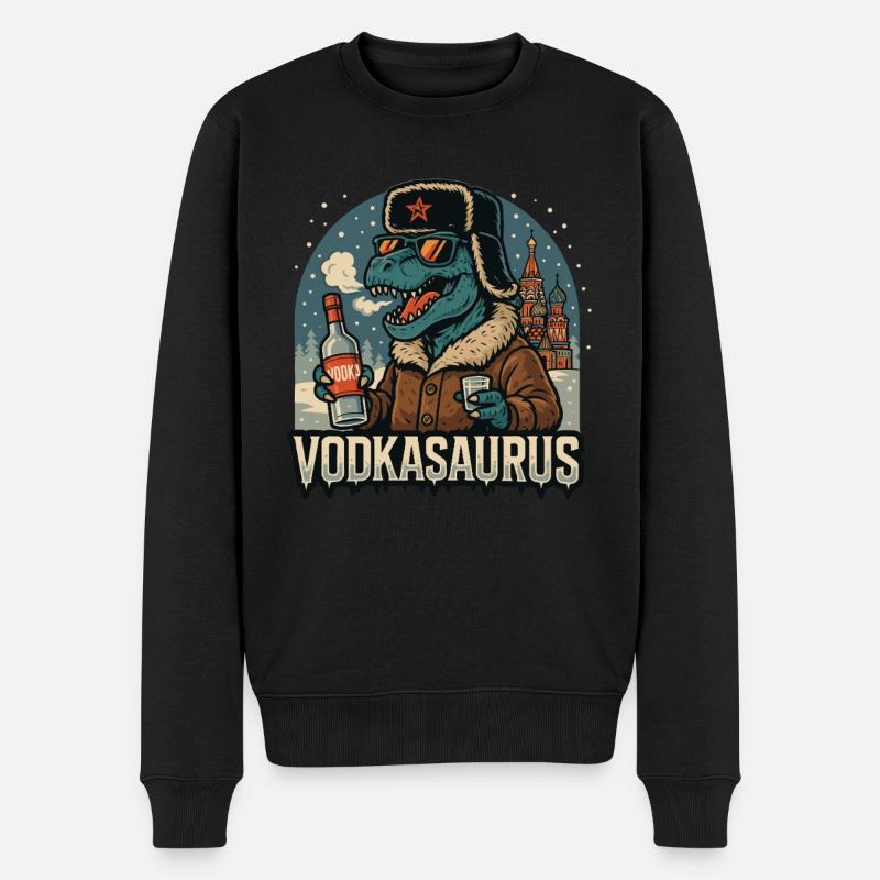 Vodkasaurus - Männer Premium Bio Pullover - Schwarz