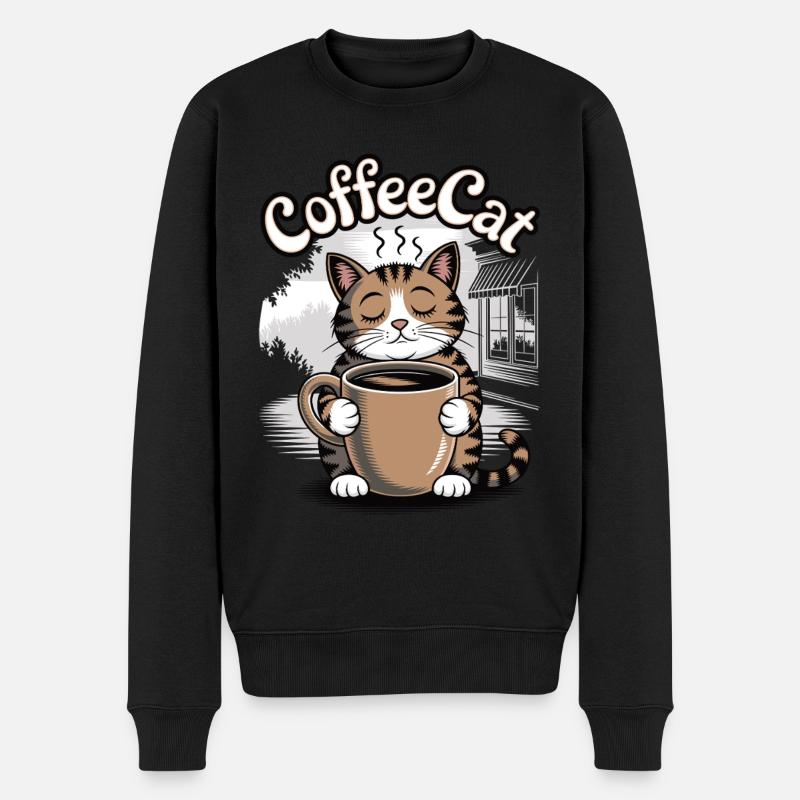 Chat de café - Pull Premium bio Homme - noir