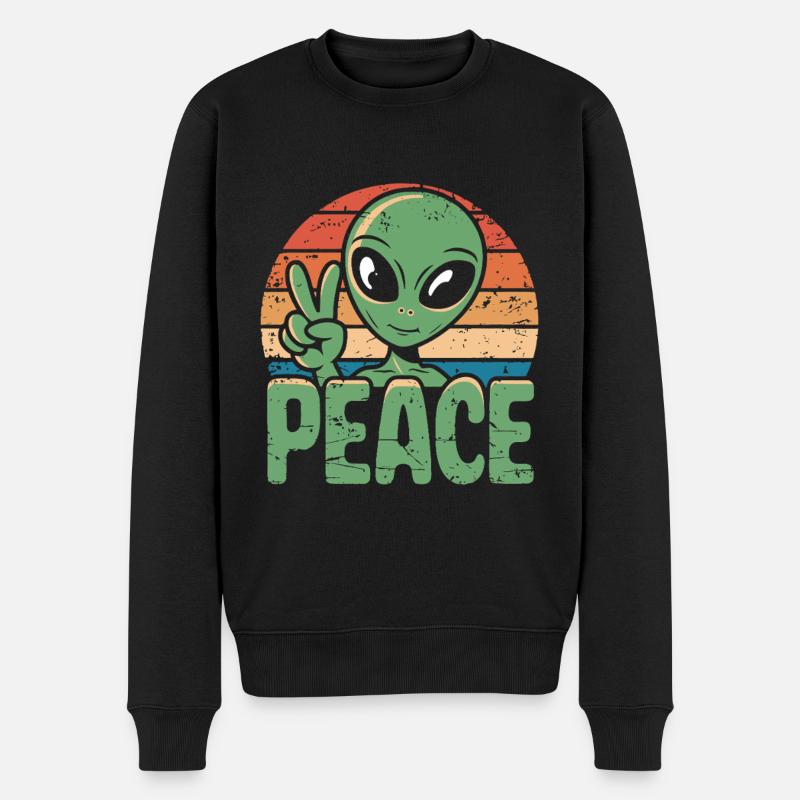 Paix OVNI extraterrestre - Pull Premium bio Homme - noir