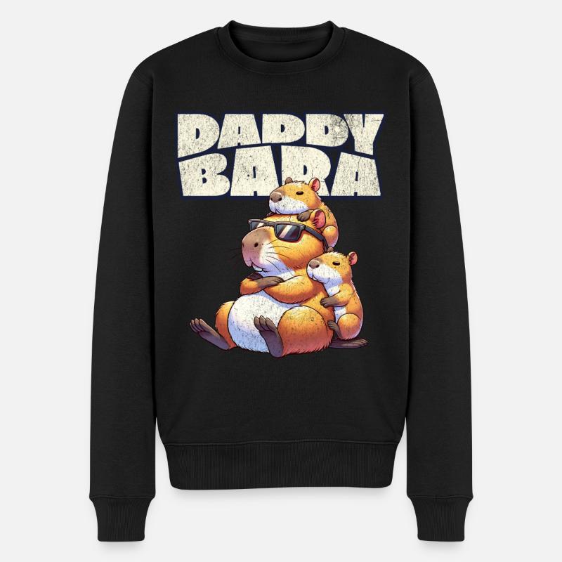 Daddybara Capybara Vater Papa - Männer Premium Bio Pullover - Schwarz