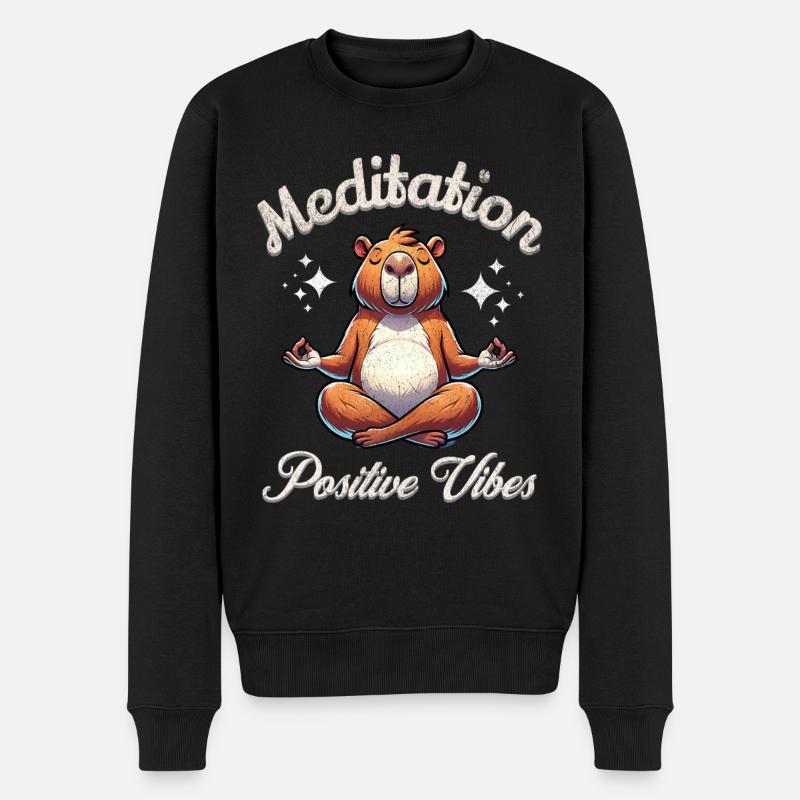 Capybara Meditieren Yoga - Männer Premium Bio Pullover - Schwarz