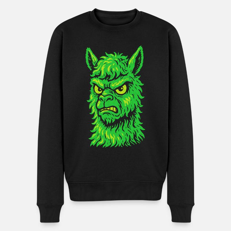 Wütendes Neon-Lama mit Killerblick - Männer Premium Bio Pullover - Schwarz