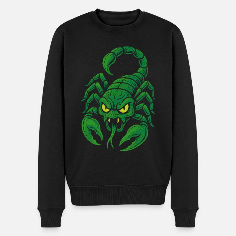 Giftgrüner Skorpion im Comicstil - Männer Premium Bio Pullover - Schwarz