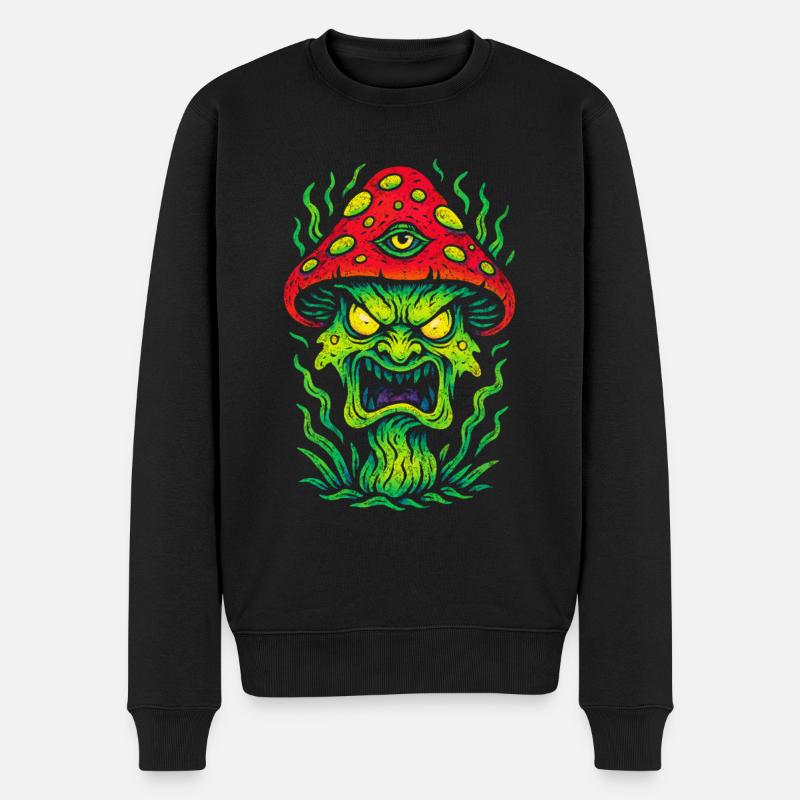 Psycho-Fliegenpilz mit drittem Auge - Männer Premium Bio Pullover - Schwarz