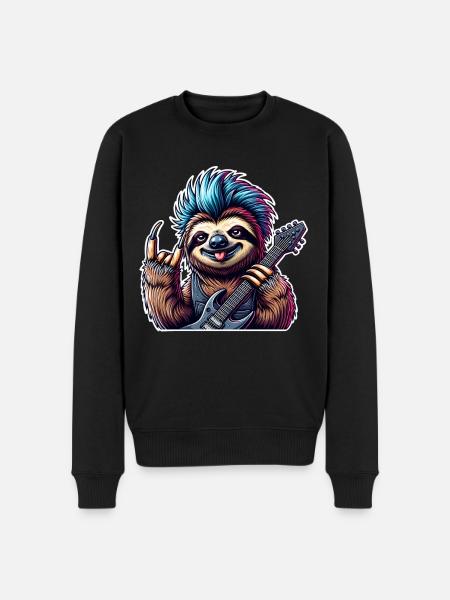 Sloth Rock and Roll Guitarist - Men's Premium Organic Jumper - black