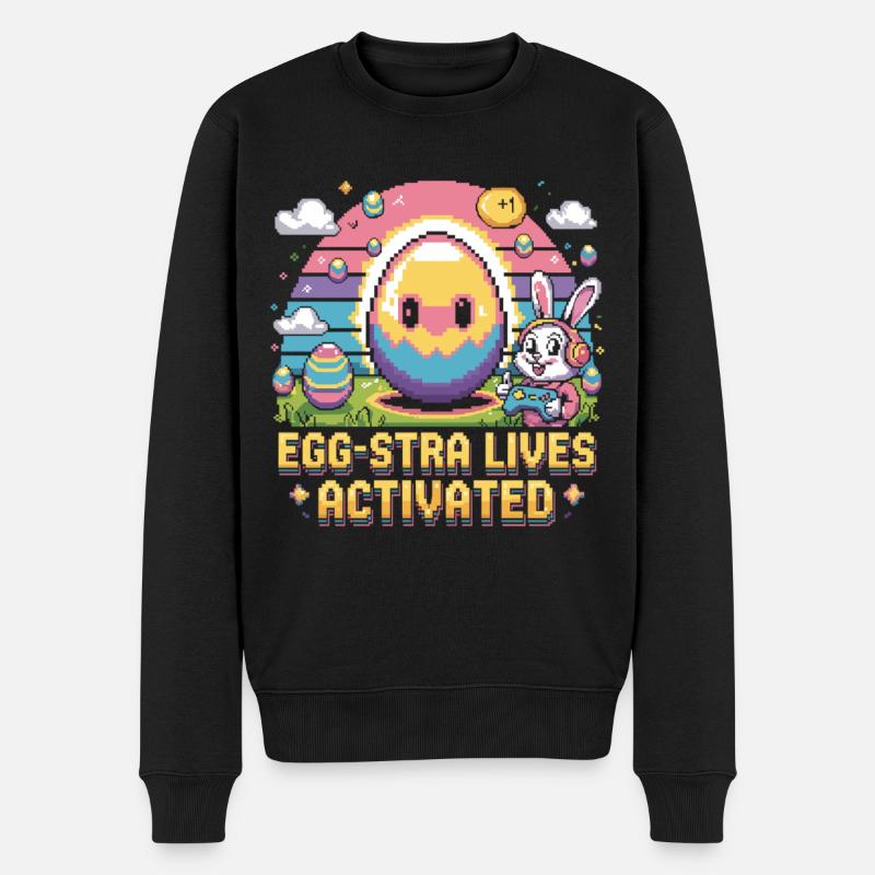 Ostern Gamer Hase Pixel Style - Männer Premium Bio Pullover - Schwarz
