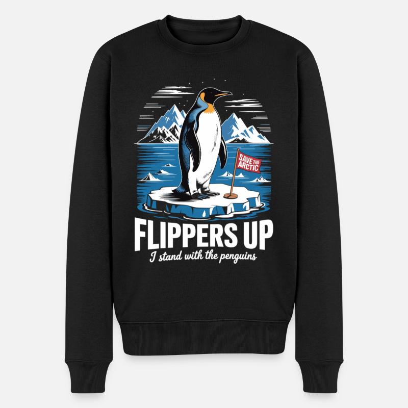 Pinguin Protest – Save the Arctic - Männer Premium Bio Pullover - Schwarz
