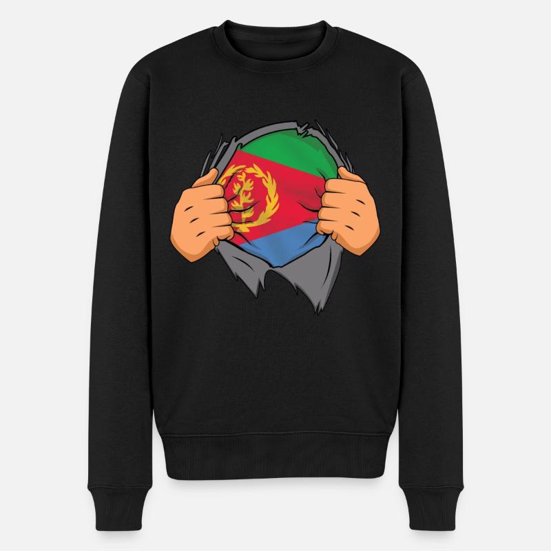 Eritrea Stolz Entfaltet Flagge - Männer Premium Bio Pullover - Schwarz