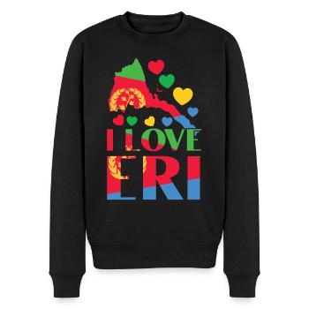 Eritrea Karte Herz I Love Eri Patriotic - Männer Premium Bio Pullover - Schwarz - Vorne - Nico (187cm)