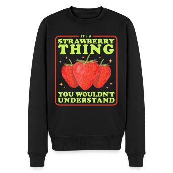 Erdbeeren Erdbeere Strawberry Geschenke - Männer Premium Bio Pullover - Schwarz - Vorne - Nico (187cm)