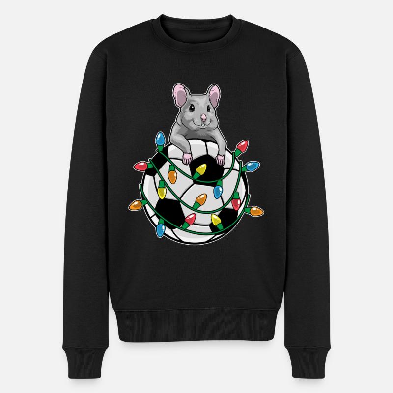 Maus Weihnachten Fußball - Männer Premium Bio Pullover - Schwarz