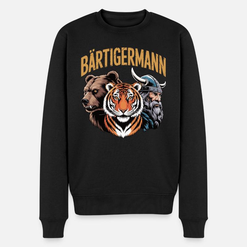 BärTigerMann – Wild. Stark. - Männer Premium Bio Pullover - Schwarz