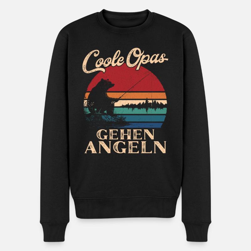 Coole Opas gehen Angeln Retro Großvater - Männer Premium Bio Pullover - Schwarz