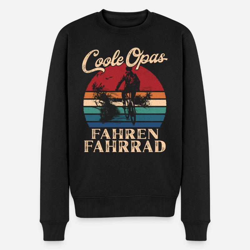 Coole Opas fahren Fahrrad Retro Großvater - Männer Premium Bio Pullover - Schwarz