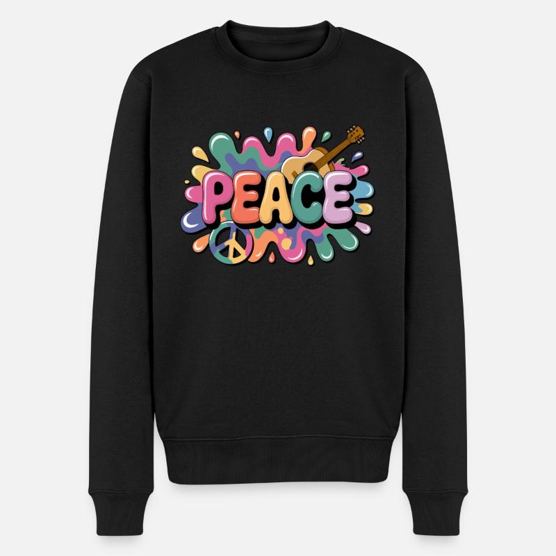 PEACE – Psychedelic - Men's Premium Organic Jumper - black