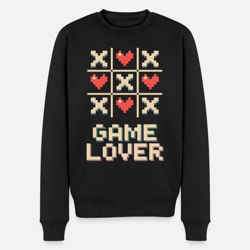 Pixel Heart Tic Tac Toe - Pull Premium bio Homme - noir