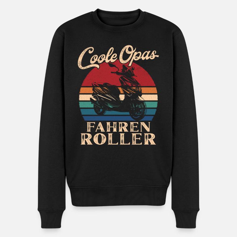 Coole Opas fahren Roller Retro Großvater - Männer Premium Bio Pullover - Schwarz