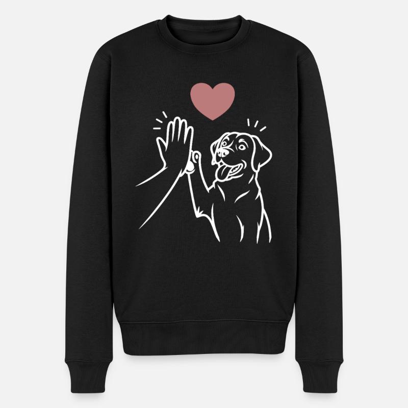 Labrador high five - Männer Premium Bio Pullover - Schwarz