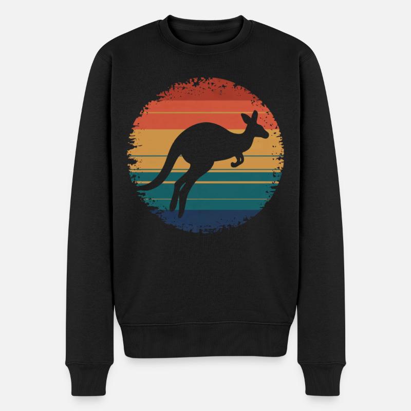 Retro Vintage Kangaroo Animal Lover Wildlife - Männer Premium Bio Pullover - Schwarz