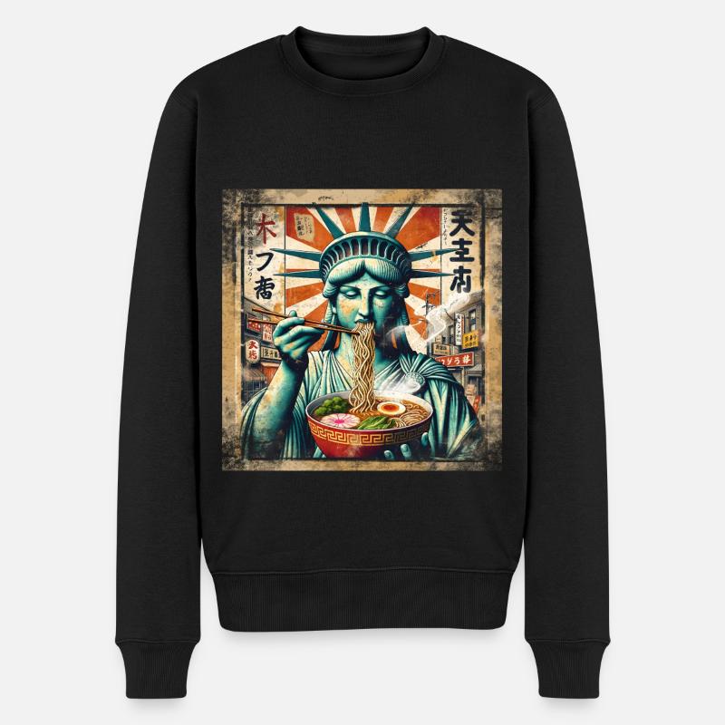 Statue de la Liberté Ramen - Pull Premium bio Homme - noir