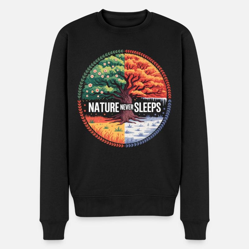 Vier Jahreszeiten Natur Shirt - Männer Premium Bio Pullover - Schwarz