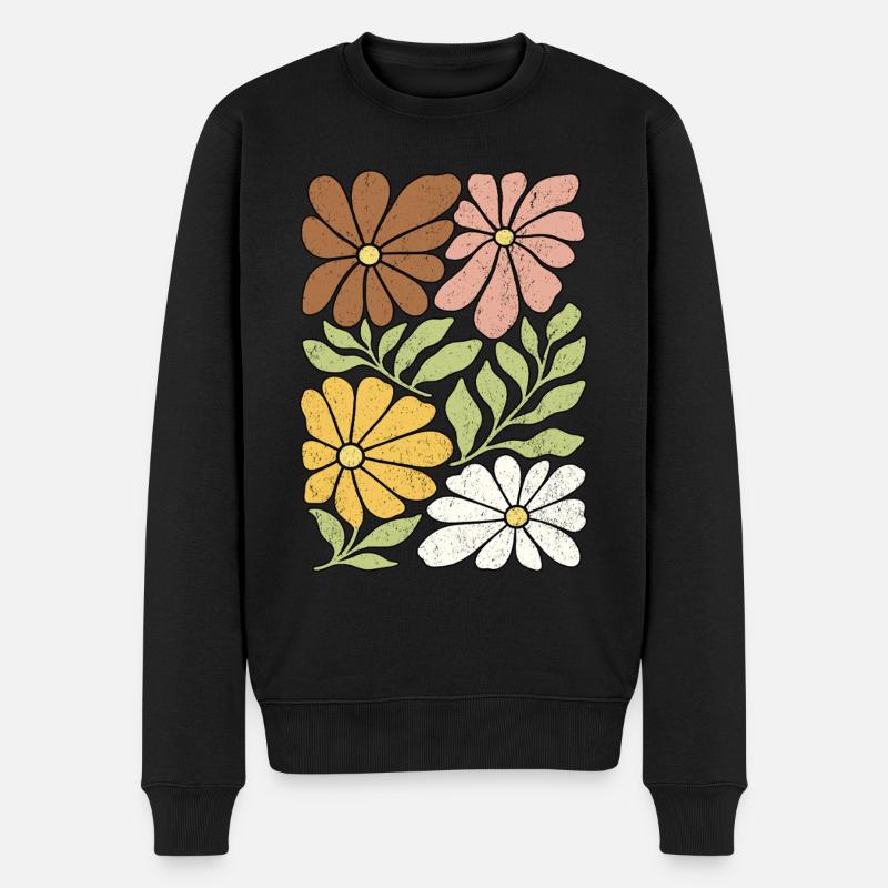 Wildblumen Boho - Männer Premium Bio Pullover - Schwarz