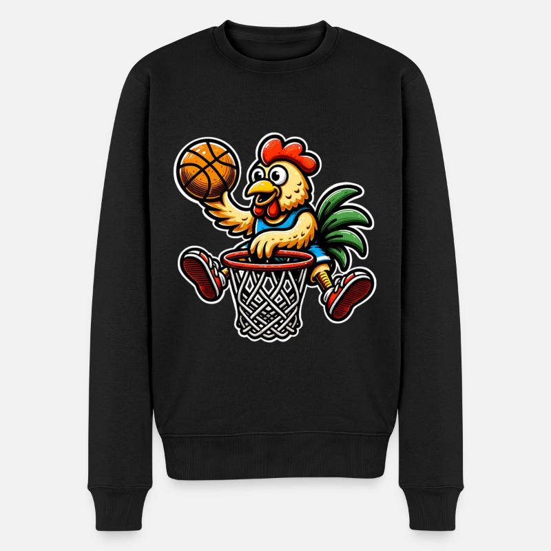 Basketball Chicken - Männer Premium Bio Pullover - Schwarz