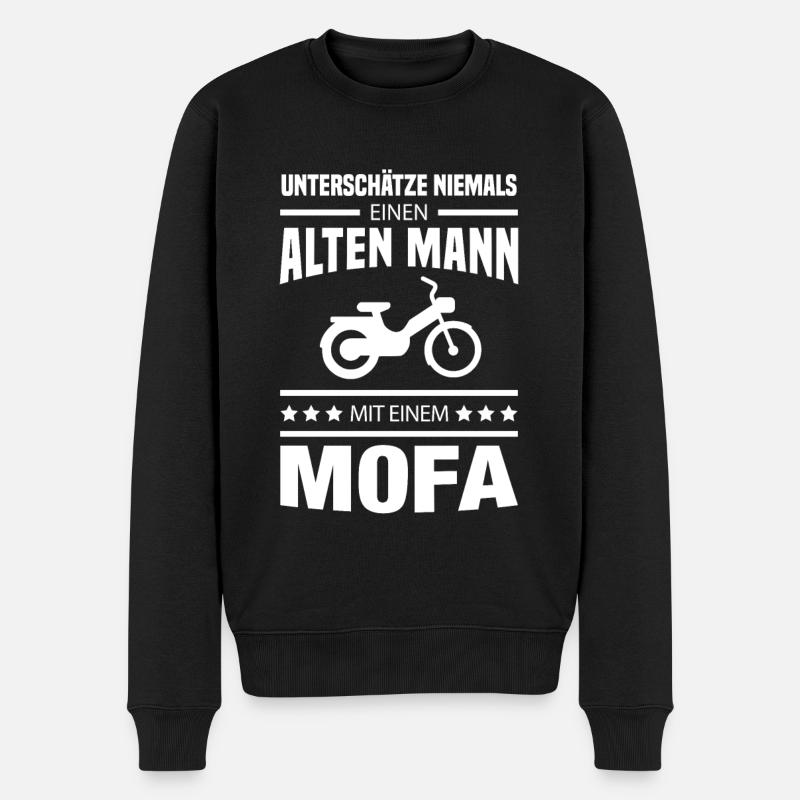 Alter Mann Mofa Zweirad Moped - Männer Premium Bio Pullover - Schwarz