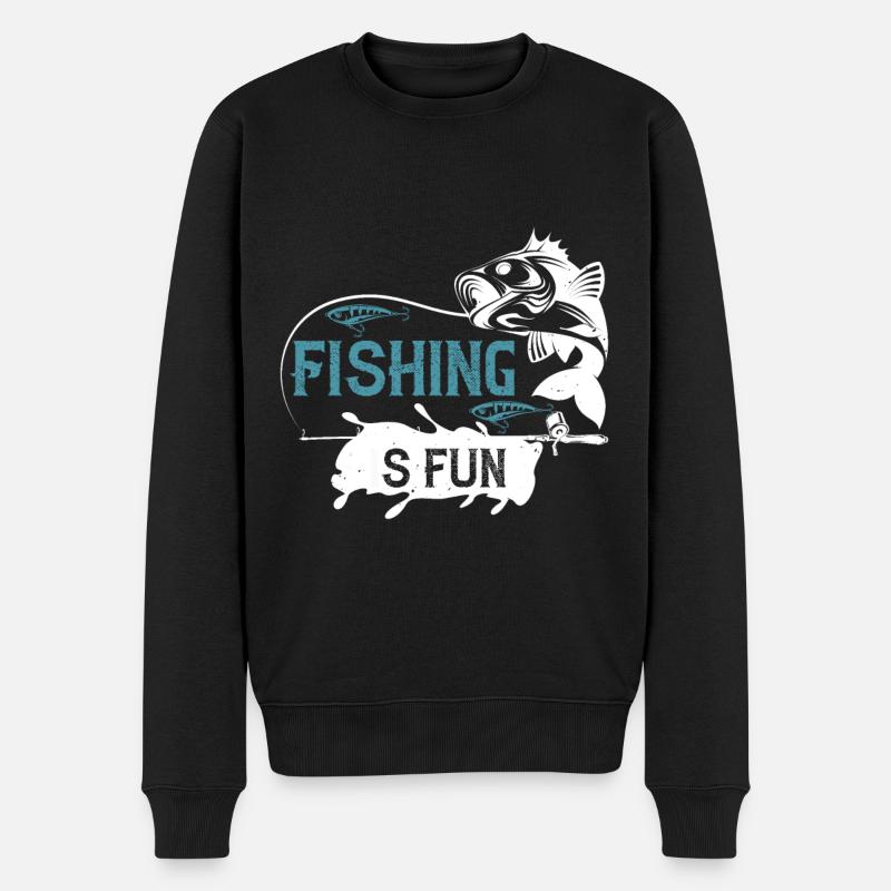 Spaß am Angeln Für Kinder und Angler Geschenkidee - Männer Premium Bio Pullover - Schwarz