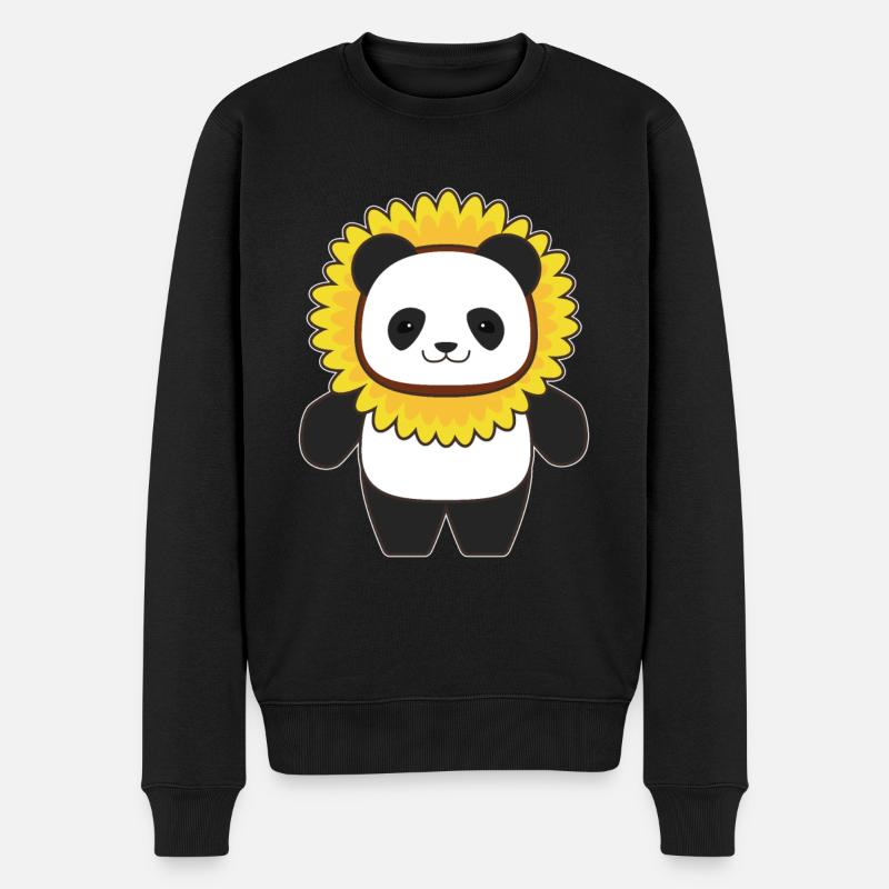 Panda avec un tournesol - Pull Premium bio Homme - noir