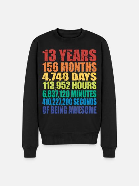 13e verjaardagscadeau, jongens meisjes tieners, 13 jaar oud - Mannen Premium Bio sweater - zwart