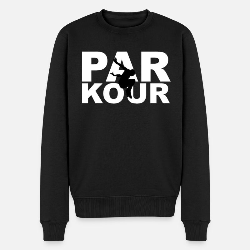 Parkour mit Parkourläufer Parkourläuferin - Männer Premium Bio Pullover - Schwarz