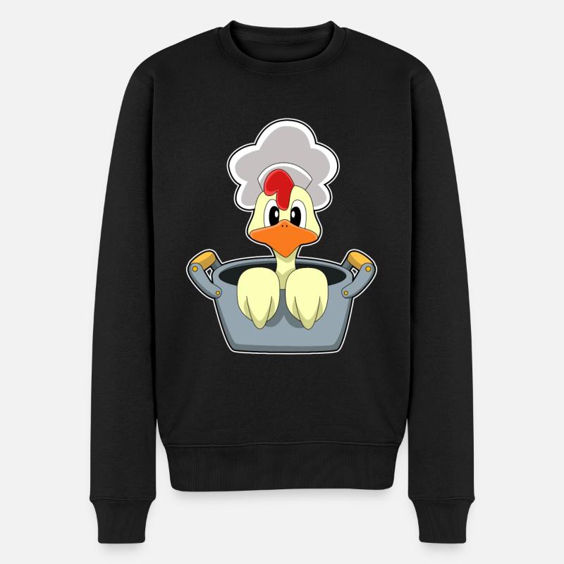 Poulet avec marmite - Pull Premium bio Homme - noir