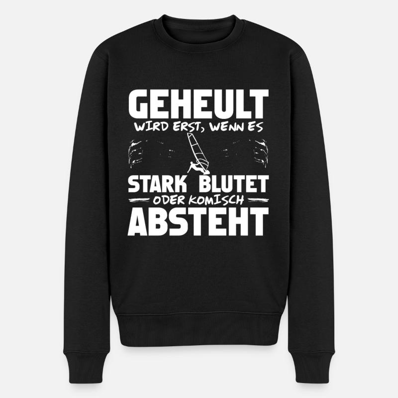 Windsurfer Windurfen Windsurfing Spruch - Männer Premium Bio Pullover - Schwarz