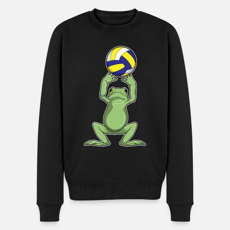 Frosch mit Volleyball - Männer Premium Bio Pullover - Schwarz