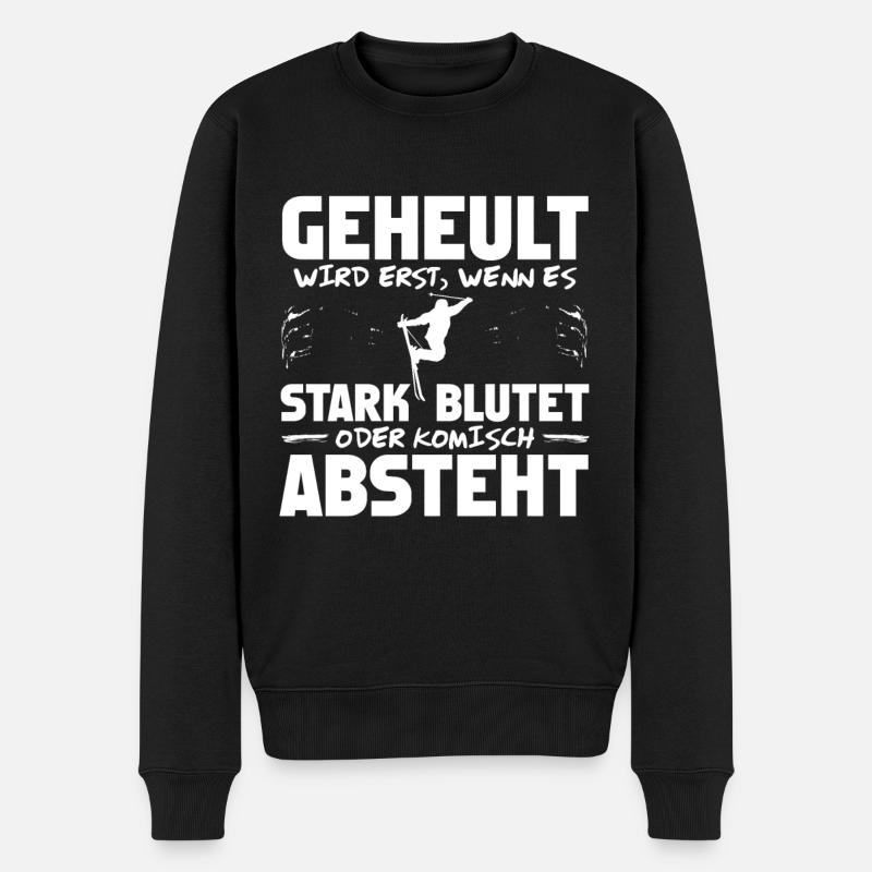 Skifahrer Skipiste Lustiger Spruch Geschenk - Männer Premium Bio Pullover - Schwarz