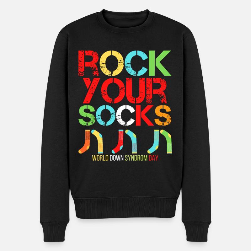 Welt Down Syndrom Tag Rock Your Socks - Männer Premium Bio Pullover - Schwarz