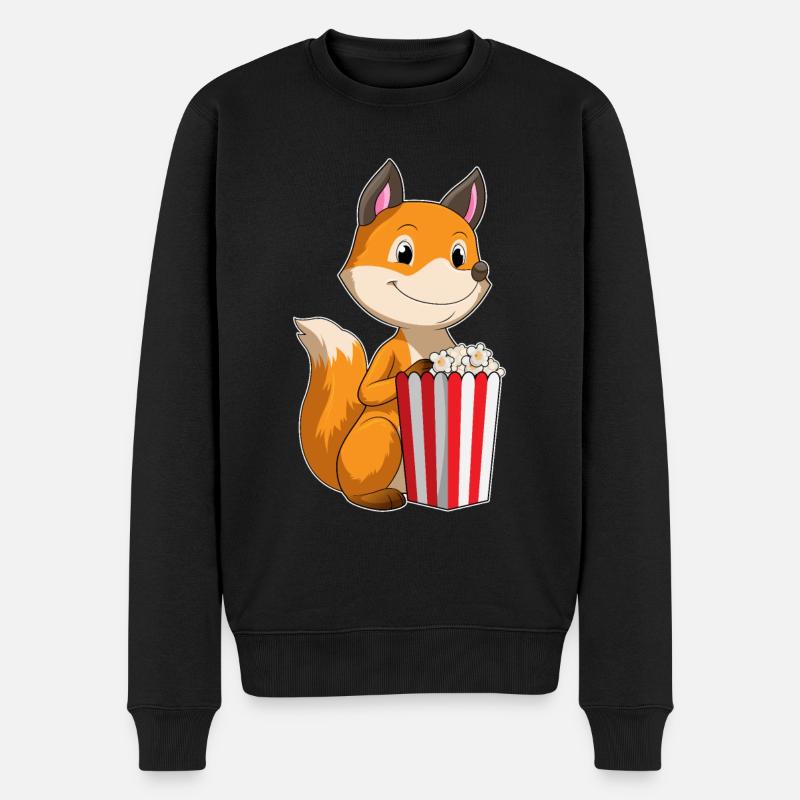 Fuchs mit Popcorn - Männer Premium Bio Pullover - Schwarz