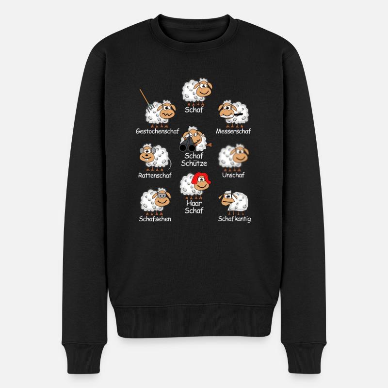 Lustige Schafe - Männer Premium Bio Pullover - Schwarz