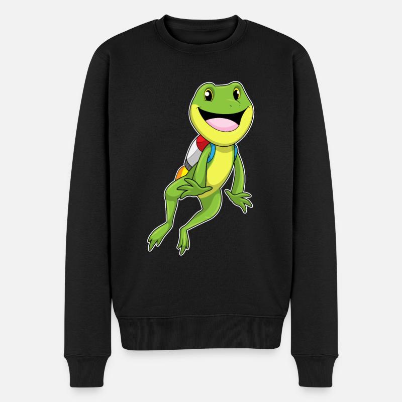 Frosch mit Jetpack - Männer Premium Bio Pullover - Schwarz