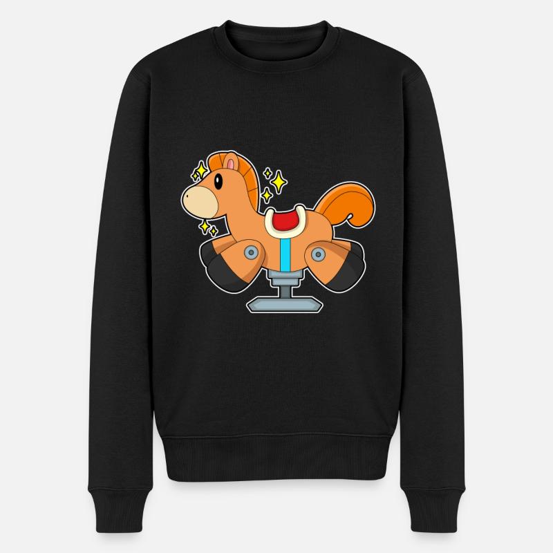 Schaukelpferd - Männer Premium Bio Pullover - Schwarz