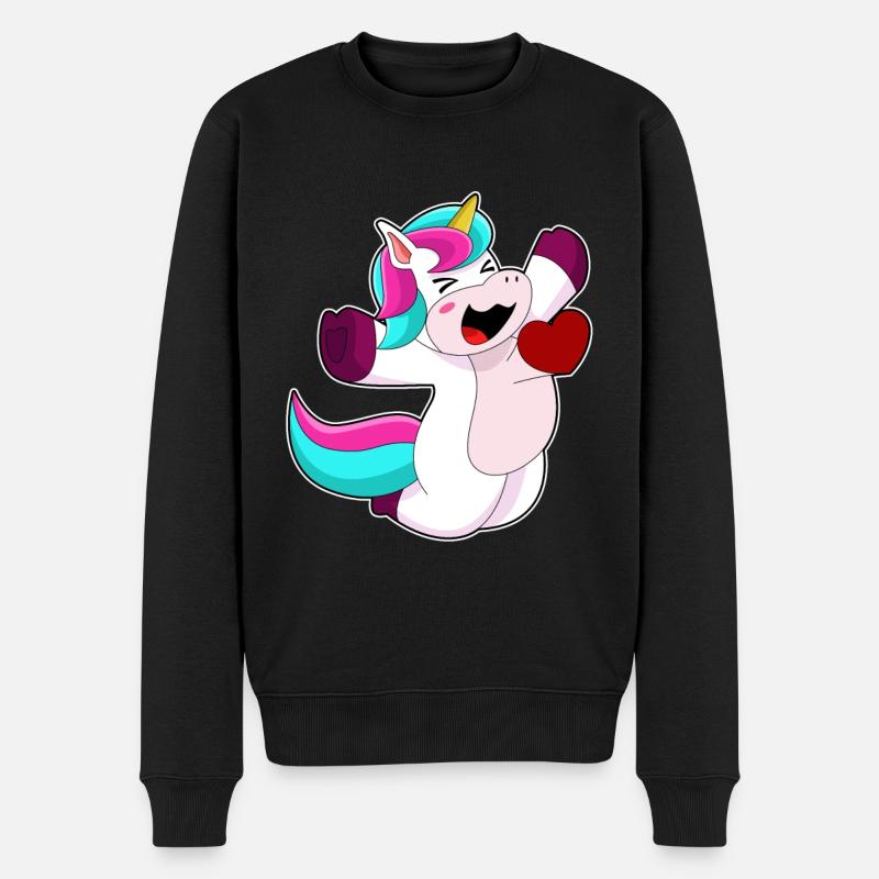 Einhorn mit Herz - Männer Premium Bio Pullover - Schwarz